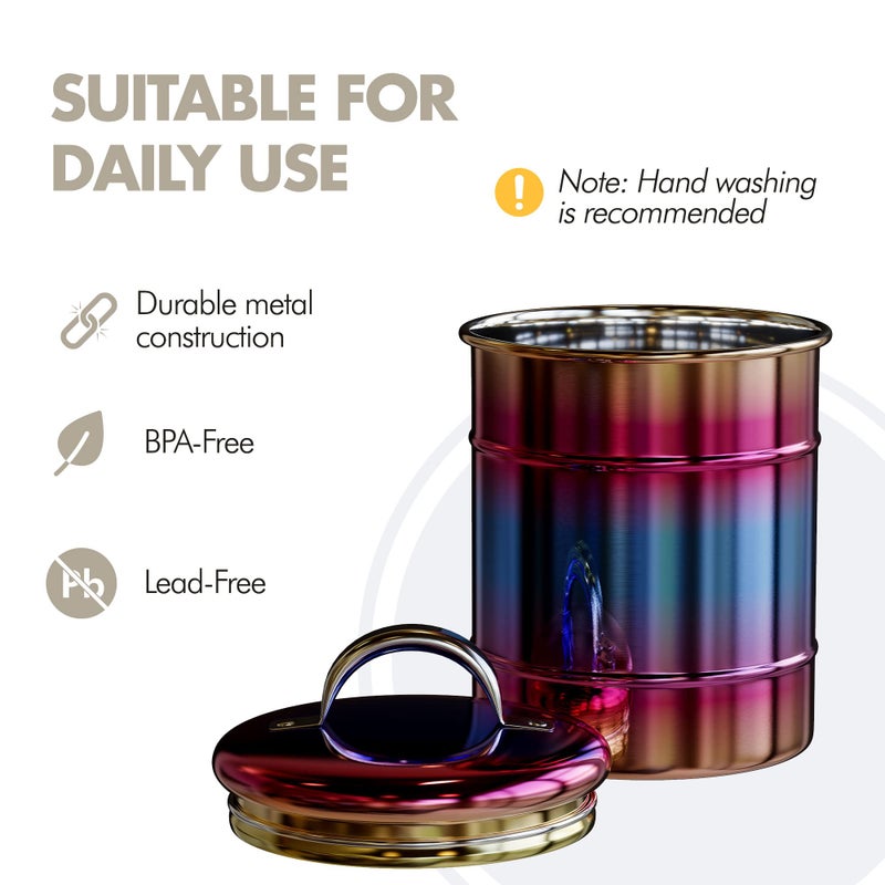 Amici Home Rainbow Metal Storage Canister | Dry Food Storage Container | Airtight Lid | 38 Ounce Capacity | Modern Home DÃ©cor | Decorative Metal Canister for Kitchen Countertop - Image 2